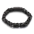 Pulsera bizantina negra mate para hombre en acero inoxidable con cierre decorativo - Negro