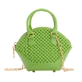 Mini green jelly shell bag with pearl texture and detachable gold chain strap - Green