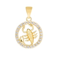 Macro detail of a golden Scorpio zodiac pendant with sparkling cubic zirconia settings - Pendant Only / Scorpio