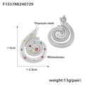 Orecchini a spirale in acciaio al titanio argento con strass colorati e placcati oro 18k - Acciaio al titanio / Argento Strass Multicolore