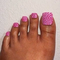 Pink and magenta wavy pattern press-on toenails for elegant professional pedicure look - Pink Magenta Wave Texture Pattern Style (XZ-97-07)
