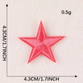 Red embroidered star patch for clothes DIY, size 4.3cm by 4.3cm, lightweight 0.5g piece - Red Edge-Locked Five-Pointed Star (G1L-A-3-1 Iron-On)