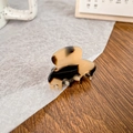 Mini acetate hair claw clip with black and white tortoiseshell pattern for styling - Beige Tortoise Shell