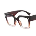 Retro square oversized glasses with gradient tea to transparent white frames - Gradient Tea