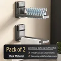 Gun grey wall-mounted folding hanger organizers set of 2 with suction cup mount - 2Pcs/Set / Gun Gray (Suction Cup)