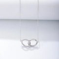 Collar de plata de ley S925 con doble círculo entrelazado geométrico para mujer - Plata 925 / Blanco