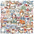 Set de 50 pegatinas de Navidad impermeables con animales lindos e iconos de invierno - Paquete de 50 Pegatinas Fiesta de Navidad (SLP054)