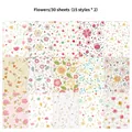 Pastel floral scrapbook paper set with 30 sheets featuring 15 unique flower designs - Flowers (30 Sheets/Set)