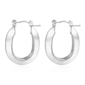 Orecchini a cerchio ovali in acciaio al titanio argento dal design minimalista - Linea Angolare Acciaio 23mm Ovale (MS-637)