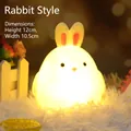 Cute bunny cartoon night light with warm yellow glow 12cm tall rabbit desk lamp - Rabbit / H12cm x W10.5cm