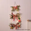 90cm three-tier wall-mounted Christmas tree with LED lights and festive ornaments - 90cm 3-Tier Hanging Tree with LED