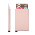 Portacarte RFID slim in alluminio oro rosa con meccanismo a scatto per più carte - Oro