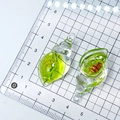 Green transparent glass shell pendant charms with internal shell detail for DIY jewelry - Green