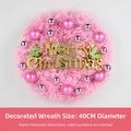 40cm rosa Weihnachtskranz mit goldenem Merry Christmas Schild und Dekokugeln - Standard Dekoration / 40cm / Ohne Licht