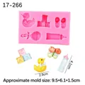 Pink silicone mold featuring baby theme shapes like bottles and shoes for cake baking - 1#-Rectangle / Pink