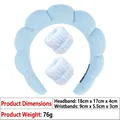 Light blue bubble sponge headband and wristband set for skincare and face washing - 3-Piece Headband and Wristbands Set (5#) / Light Blue