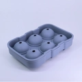Dusty blue 6-cavity silicone spherical ice ball mold with fill-hole lid design - 6-Sphere Morandi Blue