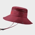Breathable burgundy wide brim sun hat with mesh panels and adjustable wind cord - Burgundy