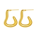 Chic 18K gold plated stainless steel irregular hoop earrings with a mirror finish - Irregular Liquid Stud