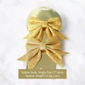 Set of two gold glitter Christmas bows for tree decoration, size 17x14cm for festive decor - Set of 2 Glitter Gold Bows