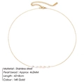 Collier en acier inoxydable plaqué or 14K avec cinq perles d'eau douce, 42+8cm - Or 14K