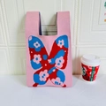 Pink knitted tote bag with red and blue butterfly floral pattern for stylish daily commute - Butterfly Pink