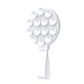 Dettaglio del supporto a ventosa in silicone bianco con cinturino e presa a 12 fori - Bianco