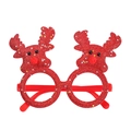 Christmas reindeer glasses frame with red sequins and 3D antlers for festive holiday parties - Red Reindeer / One Size