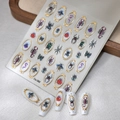Pegatinas 5D para uñas de insectos con bordes dorados vintage, arañas y mariposas en relieve - Estilo de Relieve 5D de Especimen de Insecto (CO-382)