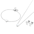 Conjunto de joyas de acero inoxidable plateado con colgantes de corazón blanco - Juego de 3 piezas color acero (KS199061-K)