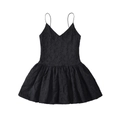 Abito corto nero con scollo a V, ricamo testurizzato e spalline sottili chic - S / Nero