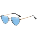 Occhiali da sole vintage a cuore con lenti azzurre e montatura in metallo dorato - Montatura Oro Lente Blu Oceano C3