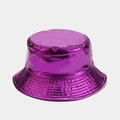 Metallic purple reversible bucket hat with laser reflective finish and street style vibe - Glossy / Glossy Purple Reversible