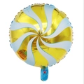 18 inch lollipop aluminum foil balloon with gold and light blue spiral stripe design - Gold Windmill