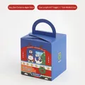 Caja de regalo de Navidad azul con gato y asa, tamaño 9,9 x 11 x 9,5 cm - Azul