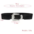 Elastic black vintage waist belt with rhinestone butterfly buckle and faux croc ends - Rhinestone Butterfly Elastic Style