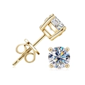 Elegant 18K gold plated S925 sterling silver four-prong round moissanite stud earrings - [Four-Prong] K Gold