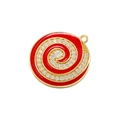 Gedetailleerde gouden spiraalhanger met rood emaille en witte zirkonia steentjes - Rood