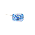 Blue Evil Eye canvas tote bag with bohemian paisley pattern and white rope handle - Evil Eye Printed Small Pouch