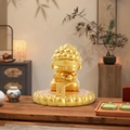 Golden Capybara Buddha figurine with lotus base, unique car dashboard resin ornament - Golden Good Luck Buddha (1081-17)