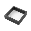 Black square floating jewelry display case with clear elastic film for coins and medals - Black Film Display Box