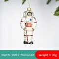 Ornamento natalizio astronauta in vetro rosso e bianco con maschera oro su pino - Astronauta in Piedi