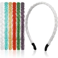 Braided beaded headbands in multiple colors including silver-grey with woven texture - 7-Piece Set 3#