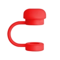 Red flower silicone straw topper for 10mm tumblers, reusable dust-proof straw cap cover - Red Cylinder