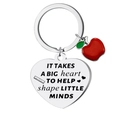 Schlüsselanhänger aus Edelstahl mit Herzanhänger, rotem Apfel und Motivationsgravur - Silber Herz-It takes a big heart