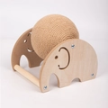 Elephant-shaped wooden cat scratching toy with a durable sisal rotating ball - Elephant Shape Small