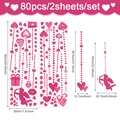 80pcs Valentine wall stickers set featuring pink hearts and cupid for festive decor - 90x30cm / Soft Pink Romantic Style (CT24Y10941T_R)