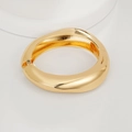 Minimalist wide golden metal open bangle with a polished high-shine finish for women - Polished Bold Wide Cuff (SL276) / Gold