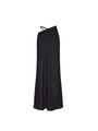 Elegant black satin maxi skirt featuring unique asymmetric waist with thin side strap - S / Black