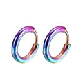 Minimalist round rainbow stainless steel hoop earrings with polished gradient finish - 20mm Pair / Colorful